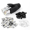 VCE RJ45 Connectors CAT7/CAT6A UL-Listed 30-Pack Non-Pass-Thru, Shielded Modular Plugs Gold Plated Network Ends for 23AWG Ethernet Cable with Strain Relief Boots - Black