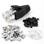 VCE RJ45 Connectors CAT7/CAT6A UL-Listed 30-Pack Non-Pass-Thru, Shielded Modular Plugs Gold Plated Network Ends for 23AWG Ethernet Cable with Strain Relief Boots - Black