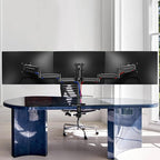 Pholiten Triple Monitor Desk Mount,Triple Gas Spring Monitor Arm for 17-32 inch LCD Computer Screens,Holds up to 22lb,Swivel, Tilt, Rotation, Clamp & Grommet Kit
