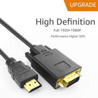 HDMI to VGA Cable, 1080P HDMI Male to VGA Male M/M Video Converter Cord VGA Adapter Compatible w/HDMI Desktop, Laptop, DVD to 15 Pin D-SUB VGA HDTV Monitor Projector - 6Feet