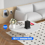 Power Strip Tower with Multiple Outlets 16.5 Ft Extension Cord Flat Plug with 12 AC Outlets 4 USB Ports (2 USB C), Power Tower Surge Protector with Individual Switches for Home Office Dorm Room, Black