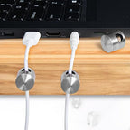 2 Sets Charger Holders for Cords, Silver Adjustable Cable Anchor Holders, Adhesive Metal Cord Clips, Cable Management Wire Organizers for Desk, Office, Nightstand