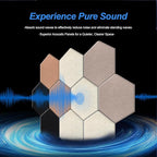 Mollywell Hexagon Acoustic Panels, High Density, Soundproofing, Decorative Noise Reduction Felt Wall Tiles for Studio, Home, Office (Deep Camel, Deep Brown, Black, Light Camel), 14x12x0.4 Inch