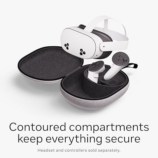 Meta Quest Compact Carrying Case — Works with Meta Quest 3/3S — Refreshed Compact Design — Fits Quest 3/3S, Touch Plus Controller, Active Straps, Charging Cable, and Adapter