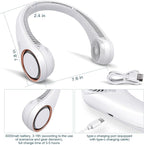 CIVPOWER Neck Fan: Portable Personal Neck Cooling Rechargeable Bladeless Fan - Hands Free 3 Speed 4000 mAh Battery USB Operated Wearable Headphone Design - for Men Women Outdoor Indoor (White)
