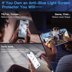 Uyiton Anti-Blue Light for iPhone 15 Screen Protector - Unbreak-Glass Full Coverage Case Friendly Scratch Resistance 9H Tempered Glass Screen Protector for iPhone 15, 2 Pack