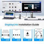 DisplayLink Docking Station Triple 4K@60Hz Monitor with 120W Power Adapter, Laptop Dock for Thunderbolt 5/4/3, USB C M1/M2/M3/M4 MacBook/Windows(Single 8K)/Chrome(3 HDMI, 2 DP, 6 USB, Ethernet)