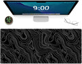 Gaming Mouse Mat Forest Background Pattern XXL XL Large Mouse Mat Long Extended Mouse Pad Desk Mat Non-Slip Rubber Mice Pads Stitched Edges Thin Pad (Topographic Map Balck)