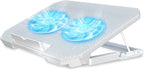 LIENS Laptop Cooling Pad with Adjustable Height Two 5.1 Inches Fan 2 USB Ports Suitable for 12"-15.6" Laptops（White）