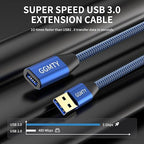 USB 3.0 Extension Cable 25ft,Type A Male to Female Extension Cord Durable Braided Material High Data Transfer Compatible with USB Keyboard,Mouse,Flash Drive, Hard Drive,Printer