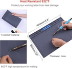 Anti Static Mat for PC Building, Computer Electronics Repair, IUZIT Heat Resistant 932°F ESD Soldering Mat with Grounding Cord & Plug, ESD Wristband for BGA Gun Soldering Iron15.9” x 12”