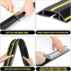 Pangda 10 FT Floor Cable Cover Heavy Duty Cord Cover Protector Power Cable Protector Soft Extension, Organize and Protect Wire on Floor for Home Office or Outdoor Settings (Black, Yellow)