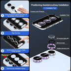 for Samsung Galaxy S24 FE Camera Lens Protector, Individual Metal Ring Tempered Glass Lens Cover, [Strong Adsorption] Scratch Resistant Ultra-Thin HD Clear Lens Cover, 1 Set-Purple Ring