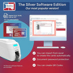 Bodno Magicard 300 Dual Sided ID Card Printer & Complete Supplies Package ID Software - Silver Edition