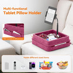 KDD Tablet Pillow Holder - 360°Adjustable iPad Pillow Stand for Lap, Bed and Desk - Gooseneck Tablet Soft Pad Dock with Storage Tray and Pocket Compatible with iPad Pro 12.9, Air Mini, Phone,(Purple)