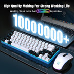 Snpurdiri 60% Wireless Gaming Keyboard and Mouse Combo,Ice Blue Backlit Rechargeable 2000mAh Battery,Mini Mechanical Feel Anti-ghosting Keyboard + Popular RGB Mice for Gaming, Office(White-Black)