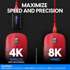 Pulsar Gaming Gears - X2H ES Wireless Gaming Mouse, Limited Edition, Symmetrical, Optical Switch, OLED Display, Driverless, PAW3395 Sensor, 100H Battery, 4K dongle Included (Medium, Red)