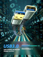 AINOPE 2 Pack USB Extensions Cable High Speed USB 3.0 Extension Cord Type A Male to Female Sturdy Braided Material Fast Data Transfer Compatible with USB Keyboard,Mouse,Flash Drive,Grey,20FT+20FT