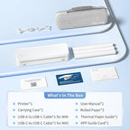 Inkless Portable Printer for Travel, Wireless Thermal Printer Supports 8.5 x 11 Inch US Letter Size, Bluetooth Machine Includes Carry Case and 3 Rolls of Thermal Paper Kit, White