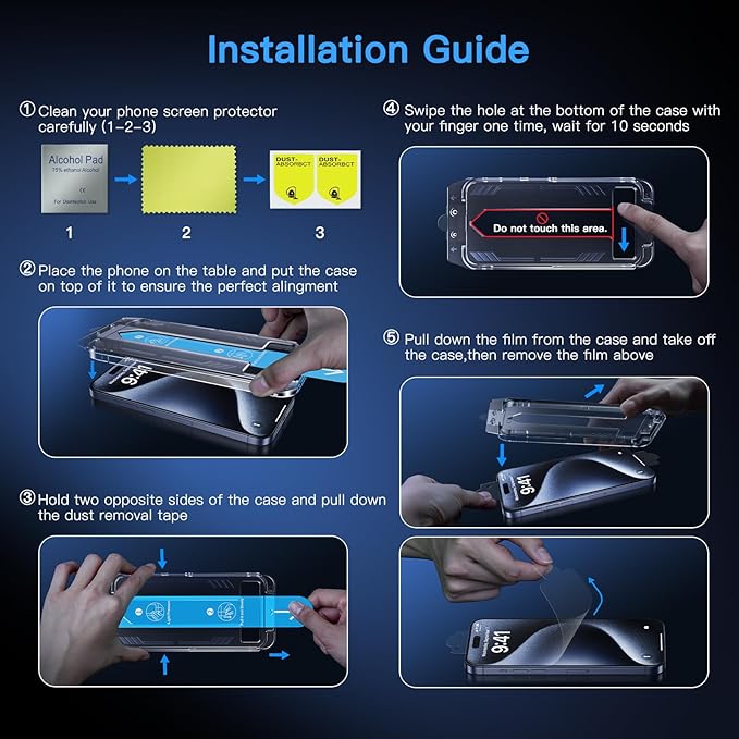 Uyiton Anti-Blue Light for iPhone 14 Screen Protector - Unbreak-Glass Easy to Install Full Coverage Case Friendly Scratch Resistance 9H Tempered Glass Screen Protector for iPhone 14, 2 Pack