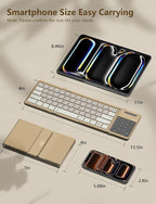 Nillkin Foldable Bluetooth Keyboard with Touchpad & Number Pad, Portable Bluetooth Keyboard with Full Size Keys, Pocket-Sized Wireless Travel Keyboards for iPad, Smartphone, Tablet and Laptop Khaki