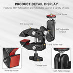 MINIFOCUS Super Clamp Camera Clamp Mount, 360° Ballhead Magic Arm with 1/4" 3/8" Port Extension Holder Adapter, Double Ball Head Adapter for Canon Nikon DSLR GoPro Action Camera Video Light