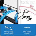 ICC Voice Patch Panel, UL Listed, Rackmount 6P6C 24 Port 1U 19-Inch Telephone Network Patch Panel with Rear UTP USOC Wiring 110 IDC Terminal Blocks for PBX and Business Phone Systems, Black