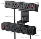 Desk Clamp Power Strip with PD20W USB-C, 2 in 1 Dual Layer Under Desk Power Strip, Removable Clamp Power Socket with 10AC Outlets & Switch, 10ft Extension Cord(ETL Listed)