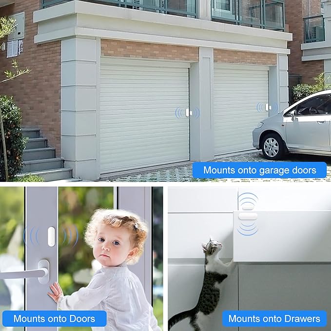 WiFi Door Sensor: Smart Door Open/Closed Detectors, Wireless Window Sensor with App Notification Alert, Contact Sensor for Home Security, Compatible with Alexa Google Assistant (3pack)