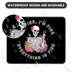 ITNRSIIET Mouse Pad with Stitched Edge Premium Textured Smooth Precise Operation Waterproof Washable Non-Slip Rubber Base Desktop Protection Mat, 10.2×8.3×0.12 inches, Flower Skull