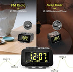 uscce Alarm Clock Radio for Bedroom - 0-100% Dimmer, 2 USB Chargers, Dual Alarm with Weekday/Weekend Mode, FM Radio w/Auto-Off Timer, Battery Backup, Loud Alarm Clock for Heavy Sleeper(Wood Grain)