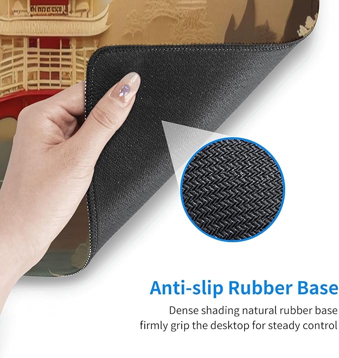 Gaming Mouse Pad, Large Non-Slip Rubber Base Mousepad, Keyboard Mouse Mat, Desk Pad with Stitched Edges, 31.5x11.8inch, Asia Palace