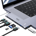 USB C Adapter HDMI Hub for MacBook Pro/Air M1 M2 M3 2024 2023 13" 15" 16",Mac USB Adapter 7-in-2, MacBook Accessories with HDMI,Thunderbolt 3, USB C and 2 A 3.0 Data Ports, SD&microSD Card Reader