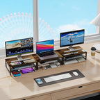 gianotter 2-Tier Metal Monitor Stand Riser, Desk Organizer for Monitor, Office Desk Storage Organizer for Office Supplies (Wood)