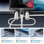 USB C to Multi Charging Cable, USAMS 100W 4FT 5A Type C to Type C Fast Charger Charging Cord with LED Display 5-in-1 C/A to C/Micro/IP Sync Charger Adapter Compatible for Laptop/Tablet/Phone
