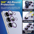 for Samsung Galaxy S25 Ultra Camera Lens Protector, Individual Metal Ring Tempered Glass Lens Cover, [Strong Adsorption] Scratch Resistant Ultra-Thin HD Clear Lens Cover, 1 Set-Purple