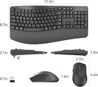 Wireless Keyboard and Mouse Combo,2.4G Full Size Wave Keys Ergonomic Keyboard with Wrist Rest for Natural Typing, 3 DPI Adjustable Ergonomic Silent Mouse for Computer/Laptop/Windows/Mac (Grey)