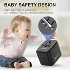 Universal International Power Travel Plug Adapter, 5 in 1 European Travel Plug Adapter W/ 3.5A 2xUSB-A and 2xUSB C Wall Charger and Worldwide AC Outlet for Europe USA UK AUS Asia