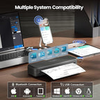 Phomemo M834 Portable Printer Wireless for Travel, Bluetooth Thermal Printer 8.5" x 11"&A4, Compatible with iOS,Android & PC,Inkless Mobile Printers for Travel,Office,School,Home,Gray