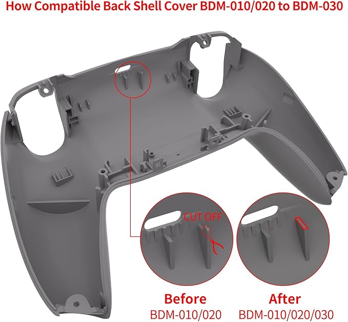 eXtremeRate Black Performance Rubberized Grip Custom Back Plate Bottom Shell Compatible with ps5 Controller, Replacement Back Shell Cover Compatible with ps5 Controller