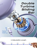 LISEN 3 in 1 Retractable Car & iPhone Charger Cord, Type C/L/Micro USB for iPhone/Samsung/PS/Kindle, Purple