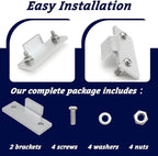 Turntable Dust Cover Hinges - Repair Tabs and Hinge Brackets for Technics SL-D2 3200 B2 Q2 D3 - Includes 2-Brackets, 4-Screws, 4-Washers, and 4-Nuts - Easy Installation for Turntable Dust Cover Repair