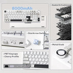 EPOMAKER X Aula F99 PRO Wireless Gaming Keyboard with 8000mAh Battery, Hot Swappable Creamy Keyboard, 2.4GHz/Type-C/BT5.0, NKRO, RGB Backlit for Win/Mac/Gaming (Black&Grey&White)