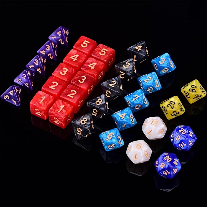 Extended RPG Dice Set 15 x 31 Polyhedral Dice (465pcs) for DND Tabletop Role-Playing Games (15 Colors)