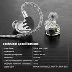 BASN BmasterX in Ear Audio Monitor, Hybrid 6 Drivers IEM Earphones with Crystal Clear Sound, Detachable Cable Plus Carrying Case & Fit Kit for Musician, Stage, Studio (3.5mm/4.4mm Jack, Black/White)