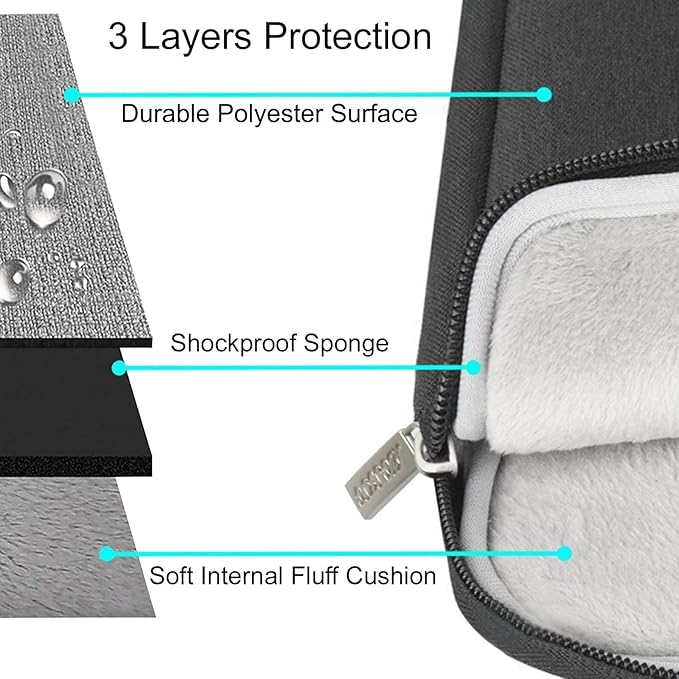 MOSISO Laptop Case 16 inch, 15-15.6 inch Laptop Sleeve Compatible with MacBook Pro 16 M4 M3 M2 M1, HP Acer Dell Lenovo ASUS Notebook, Polyester Vertical Computer Sleeve Bag with Pocket, Black