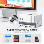 M-ac Mini M4 Dock with 4TB Sam-Sung T7 Portable SSD Enclosure(SSD NOT Included), 7-in-1 Aluminum Hub & Stand for Mac mini M4 and M4 Pro 2024, 10Gbps USB A 3.2, 15CM USB C Cable, SD/TF 4.0 Card Reader
