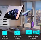 RGB Gaming Monitor-Arm for Flat/Ultrawide/Curved Monitors 32 to 60 inch, Heavy Duty Stand Load up to 20 kg, VESA 75/100 mm Monitor Mount G80