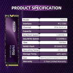 FN950 1TB NVMe SSD M.2 2280 PCIe Gen4x4, Up to 5000MB/s, Internal Solid State Drive, Configure SLC Cache, Storage and Memory Expansion for PS5 Laptop Desktop