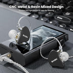 BASN Mix-PD in Ear Monitor,1Planar Driver + 1Dynamic Driver HiFi IEM Earphones with CNC Crafted Metal Cover, Wired 0.78mm 2-Pin Silver Plated Detachable Cable for Musicians (Black)